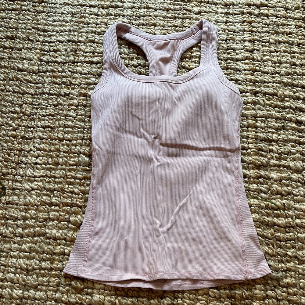 Alo Ribbed Scoop Neck Tank w/ Built-in Bra